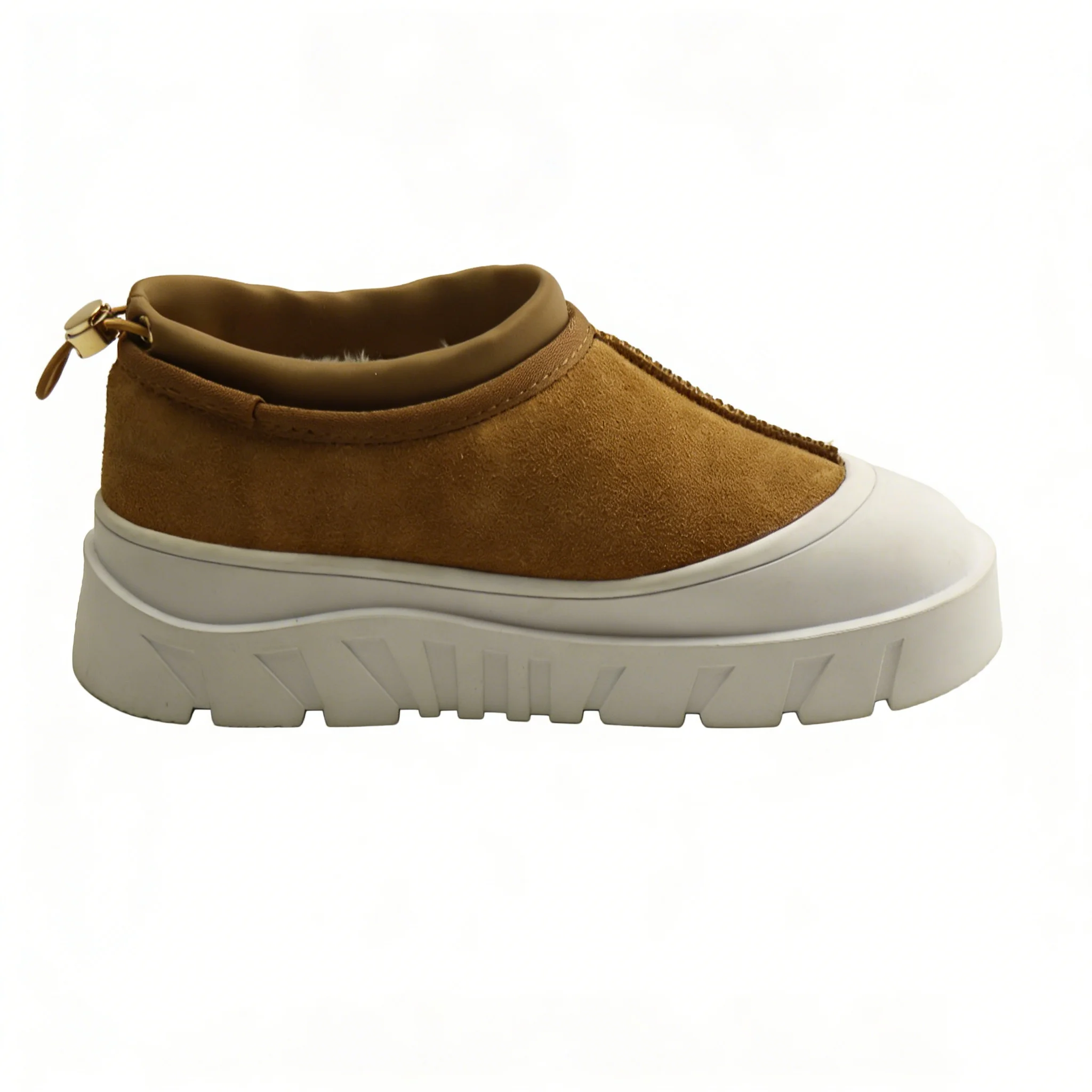 Wholesale Brown Platform Winter Warm Shoes Faux Fur Lining Thick Rubber Sole Slip-On Design Custom Logo & Style